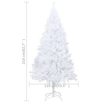 Kunstkerstboom met verlichting en kerstballen 210 cm PVC wit 12