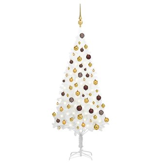 Kunstkerstboom met verlichting en kerstballen 120 cm wit 1