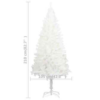 Kunstkerstboom met verlichting en kerstballen 210 cm PVC wit 12