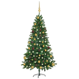 Kunstkerstboom met verlichting en kerstballen 150 cm groen 1