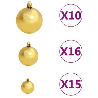 Kunstkerstboom Nordmann met LED&amp;apos;s en kerstballen 210 cm groen 9