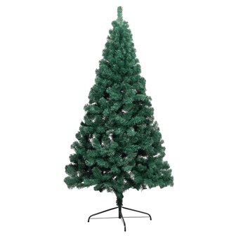 Kunstkerstboom met verlichting en kerstballen half 180 cm groen 2