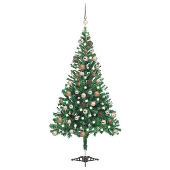 Kunstkerstboom met verlichting en kerstballen 546 takken 180 cm 1