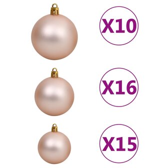 Kunstkerstboom met verlichting en kerstballen L 240 cm wit 8