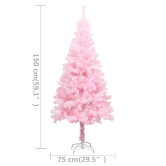 Kunstkerstboom met verlichting en kerstballen 150 cm PVC roze 12