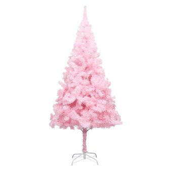 Kunstkerstboom met verlichting en kerstballen 240 cm PVC roze 2