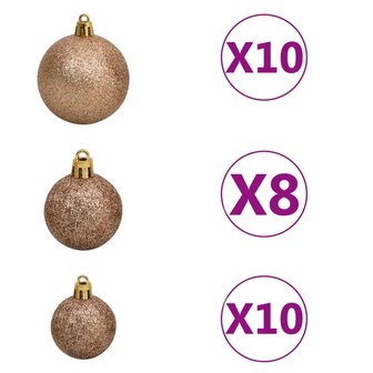 Kunstkerstboom met verlichting en kerstballen 240 cm PVC roze 8