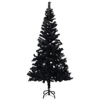 Kunstkerstboom met verlichting en kerstballen 120 cm PVC zwart 2