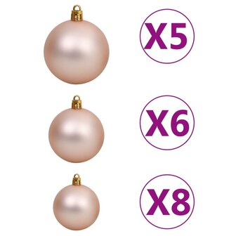 Kunstkerstboom met verlichting en kerstballen 120 cm PVC zwart 8