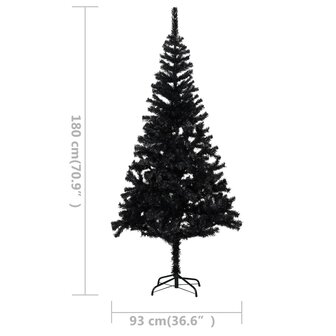 Kunstkerstboom met verlichting en kerstballen 180 cm PVC zwart 12