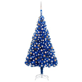 Kunstkerstboom met verlichting en kerstballen 240 cm PVC blauw 1