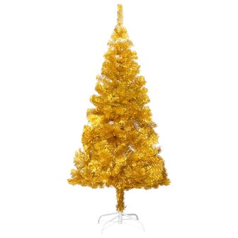 Kunstkerstboom met verlichting en kerstballen 120 cm PET goud 2