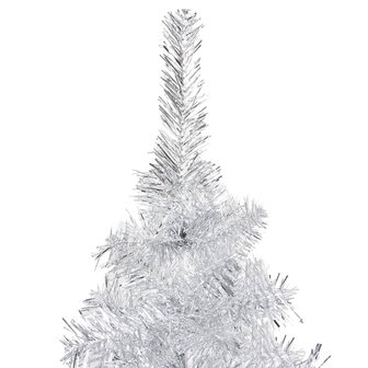 Kunstkerstboom met verlichting en kerstballen 240 cm PET zilver 3