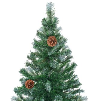 Kunstkerstboom met verlichting kerstballen dennenappels 210 cm 3