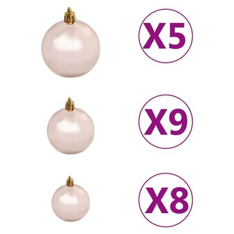 Kunstkerstboom met verlichting en kerstballen 150 cm PVC groen 7