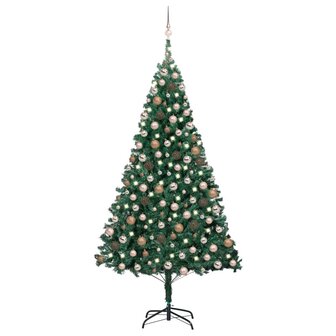 Kunstkerstboom met verlichting en kerstballen 240 cm groen 1