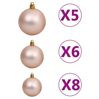 Kunstkerstboom met verlichting en kerstballen 120 cm PVC wit 9