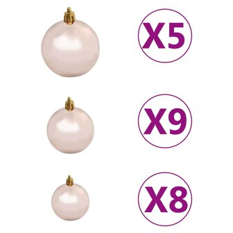 Kunstkerstboom met verlichting en kerstballen 120 cm PVC wit 10