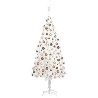 Kunstkerstboom met verlichting en kerstballen 240 cm wit 1