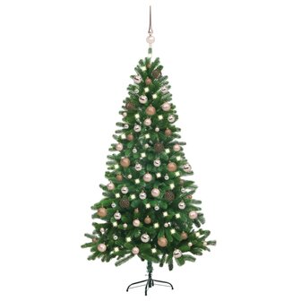 Kunstkerstboom met verlichting en kerstballen 150 cm groen 1