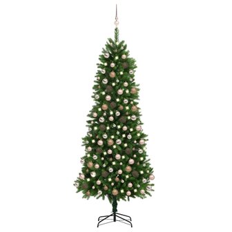 Kunstkerstboom met verlichting en kerstballen 240 cm groen 1