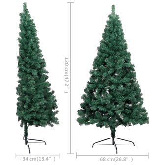 Kunstkerstboom met verlichting en kerstballen half 120 cm groen 12