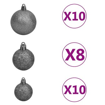 Kunstkerstboom met verlichting en kerstballen 910 takken 210 cm 7