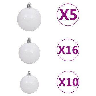 Kunstkerstboom met verlichting en kerstballen 910 takken 210 cm 7