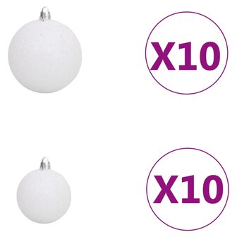 Kunstkerstboom met verlichting en kerstballen L 240 cm wit 12