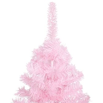 Kunstkerstboom met verlichting en kerstballen 120 cm PVC roze 3