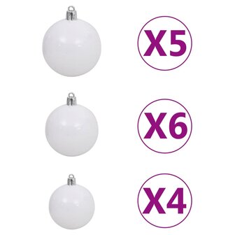 Kunstkerstboom met verlichting en kerstballen 150 cm PVC roze 8