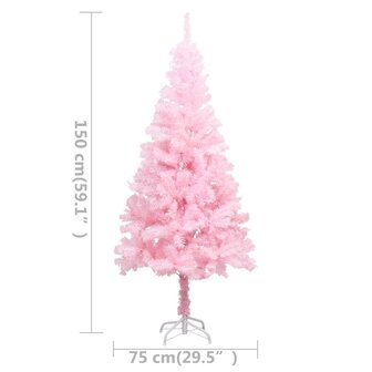 Kunstkerstboom met verlichting en kerstballen 150 cm PVC roze 12