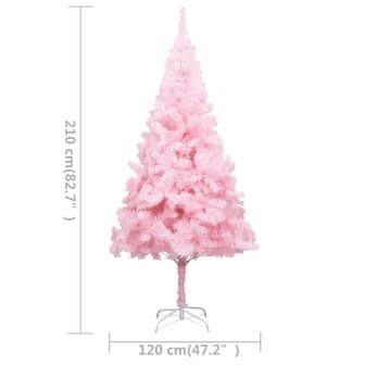 Kunstkerstboom met verlichting en kerstballen 210 cm PVC roze 10