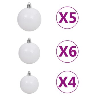 Kunstkerstboom met verlichting en kerstballen 120 cm PVC zwart 8