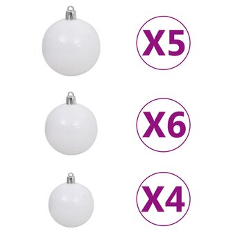 Kunstkerstboom met verlichting en kerstballen 150 cm PVC zwart 7