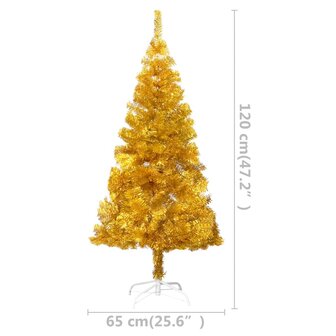 Kunstkerstboom met verlichting en kerstballen 120 cm PET goud 12