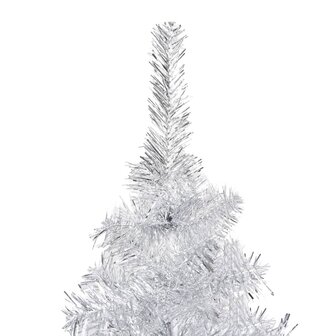 Kunstkerstboom met verlichting en kerstballen 180 cm PET zilver 3