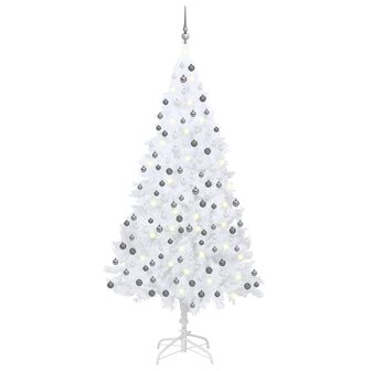 Kunstkerstboom met verlichting en kerstballen 240 cm wit 1