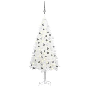 Kunstkerstboom met verlichting en kerstballen 120 cm wit 1