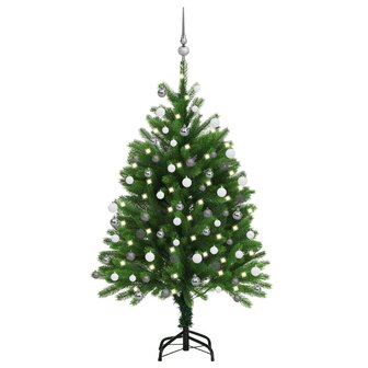 Kunstkerstboom met verlichting en kerstballen 120 cm groen 1