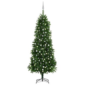 Kunstkerstboom met verlichting en kerstballen 240 cm groen 1