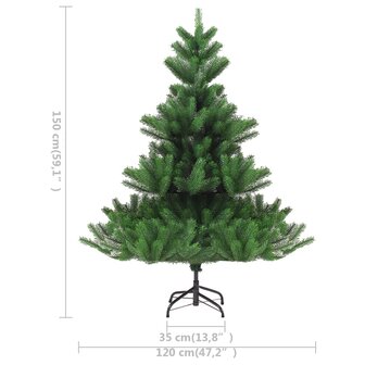 Kunstkerstboom Nordmann met LED&amp;apos;s en kerstballen 150 cm groen 12