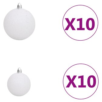 Kunstkerstboom Nordmann met LED&amp;apos;s en kerstballen 210 cm groen 7