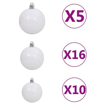 Kunstkerstboom Nordmann met LED&amp;apos;s en kerstballen 210 cm groen 9