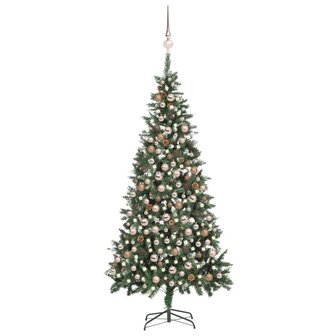 Kunstkerstboom met verlichting kerstballen dennenappels 210 cm 1