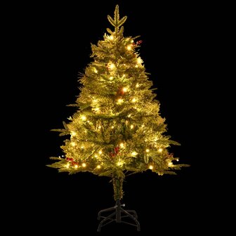 Kerstboom met LED en dennenappels 150 cm PVC en PE groen 4