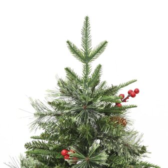 Kerstboom met LED en dennenappels 150 cm PVC en PE groen 7