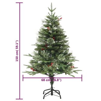 Kerstboom met LED en dennenappels 150 cm PVC en PE groen 10