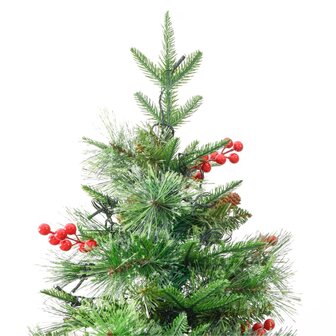 Kerstboom met LED en dennenappels 195 cm PVC en PE groen 8