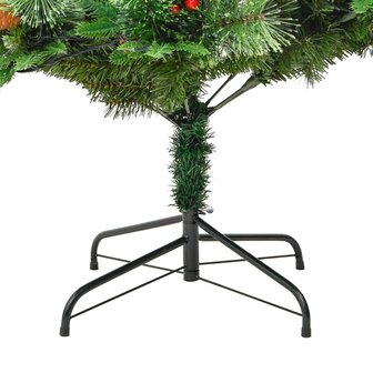 Kerstboom met LED en dennenappels 195 cm PVC en PE groen 9